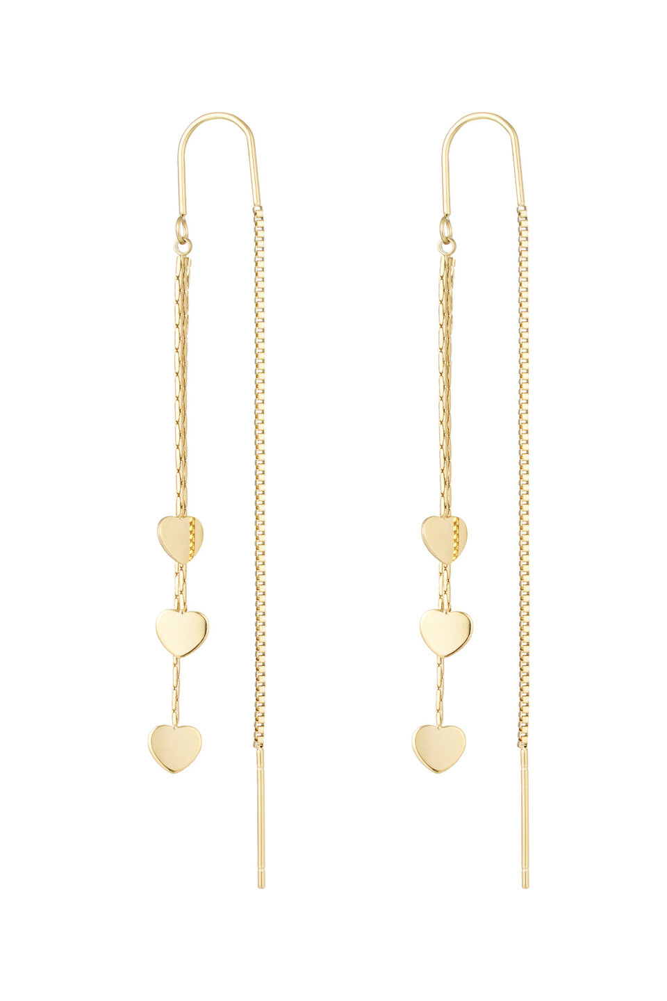 Long Hearts Earrings Gold