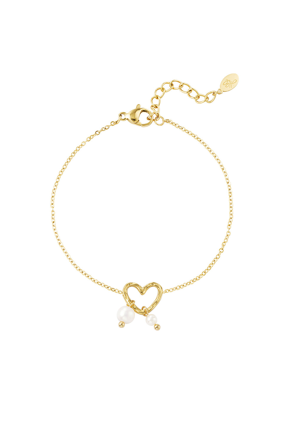 Pearl Heart Bracelet Gold