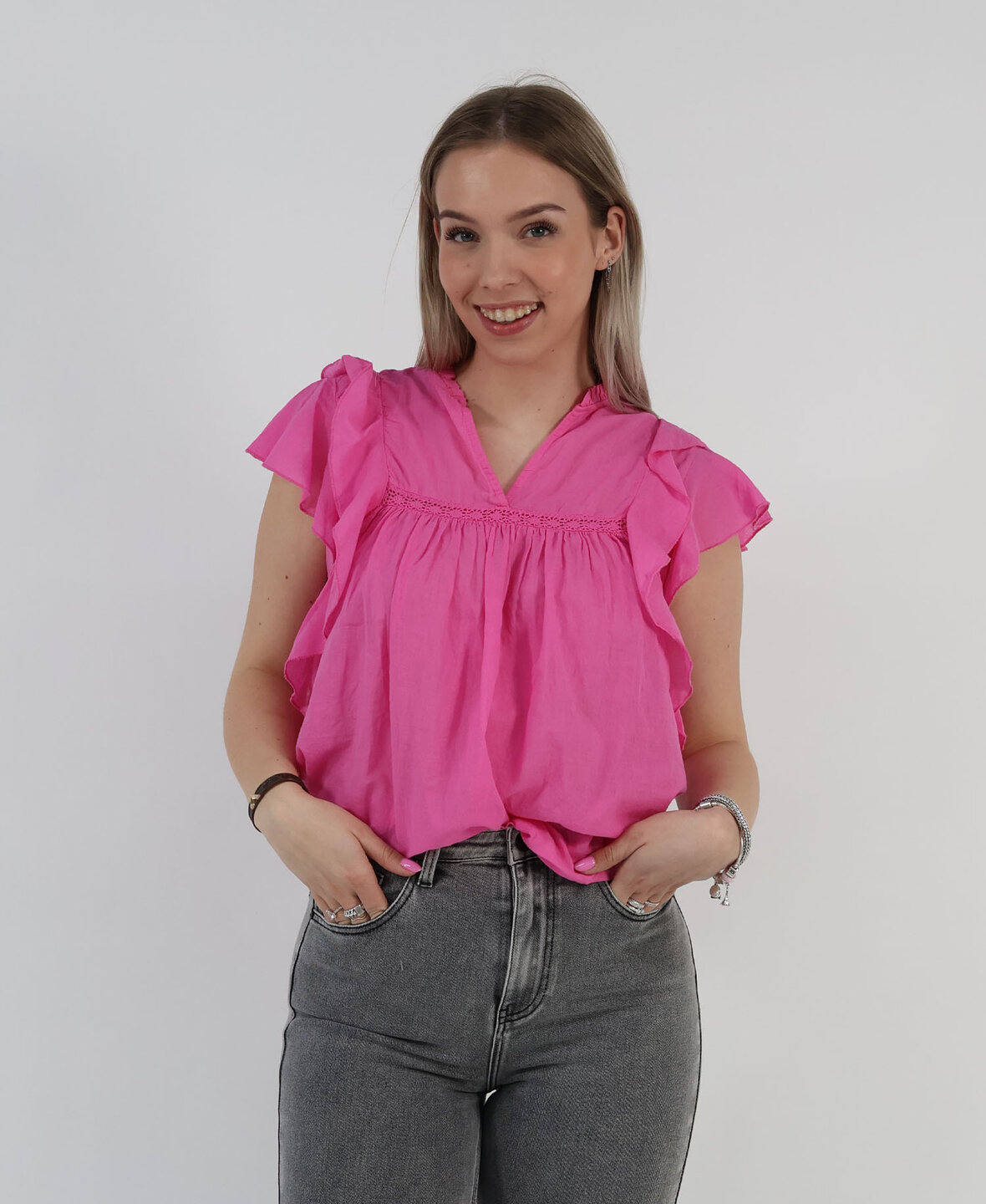 Belle Blouse Hotpink