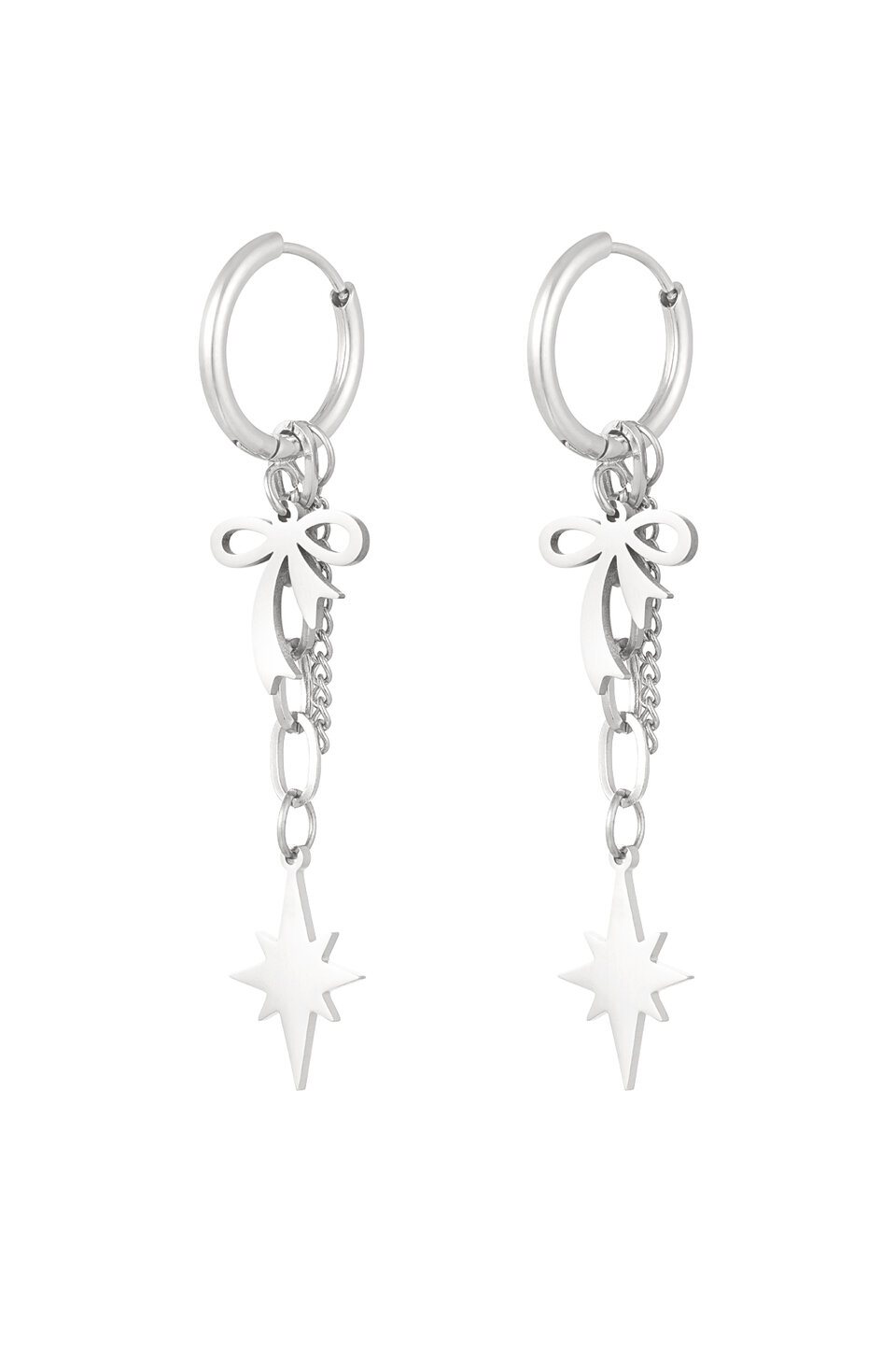 Earrings sparkle bow silver