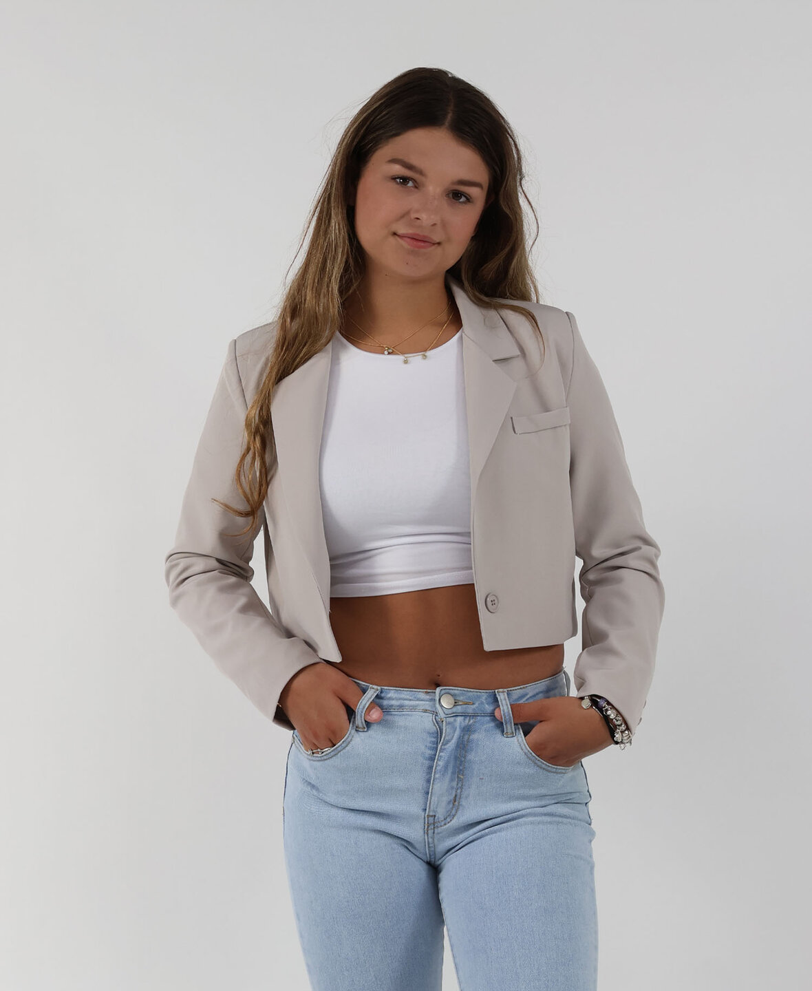 Sanne Cropped Blazer Greige