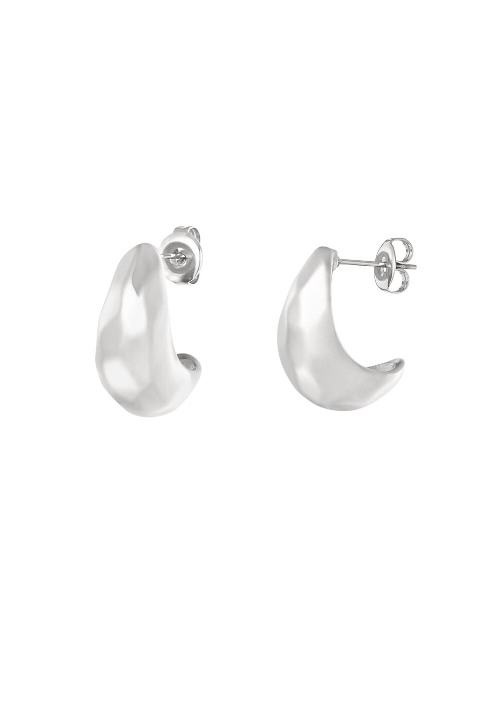 Drop earring dented motif silver