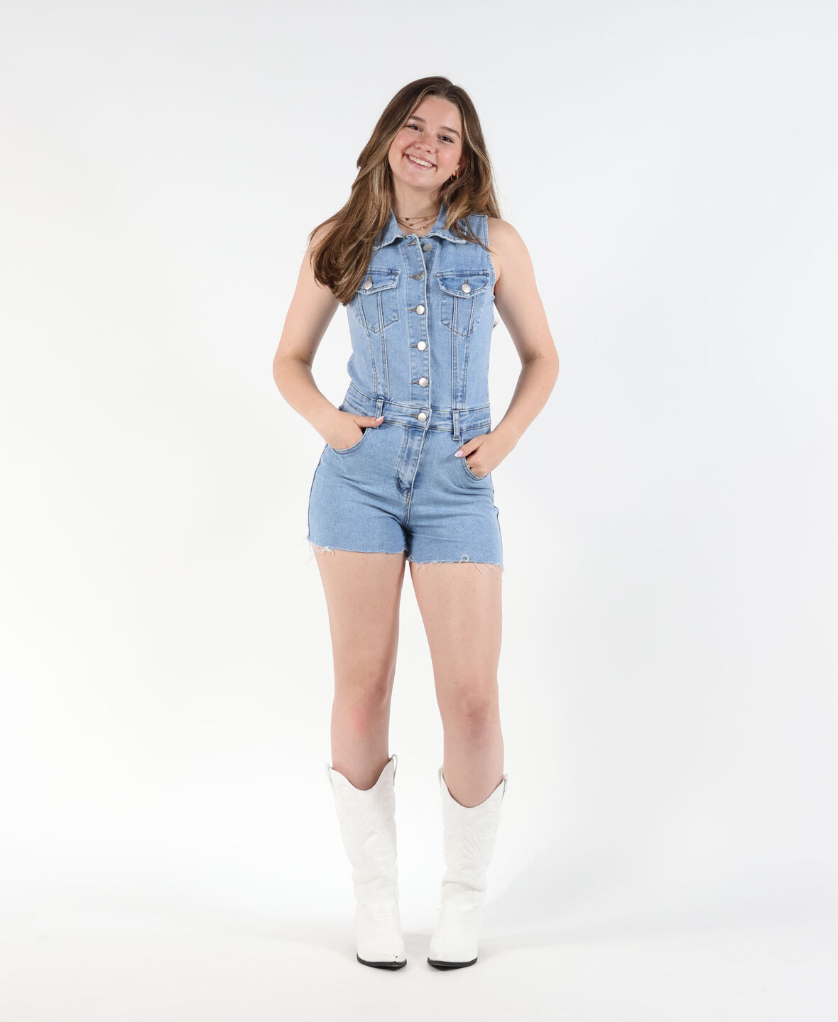 Denim Stretch Playsuit Blue 2302