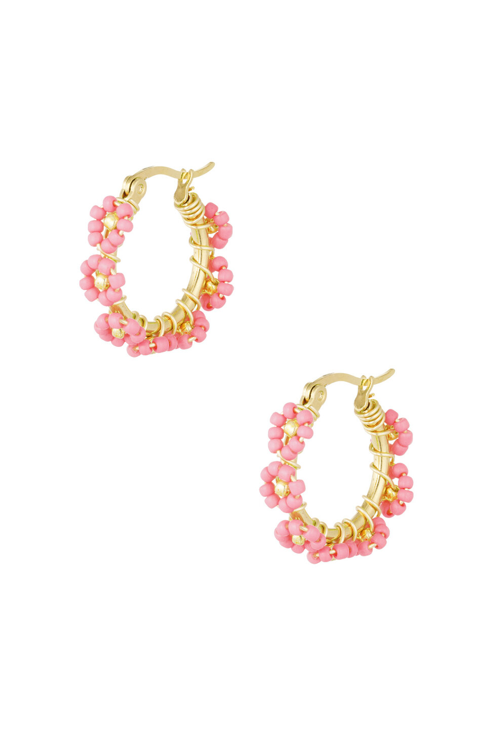 Earrings Flower pink Gold