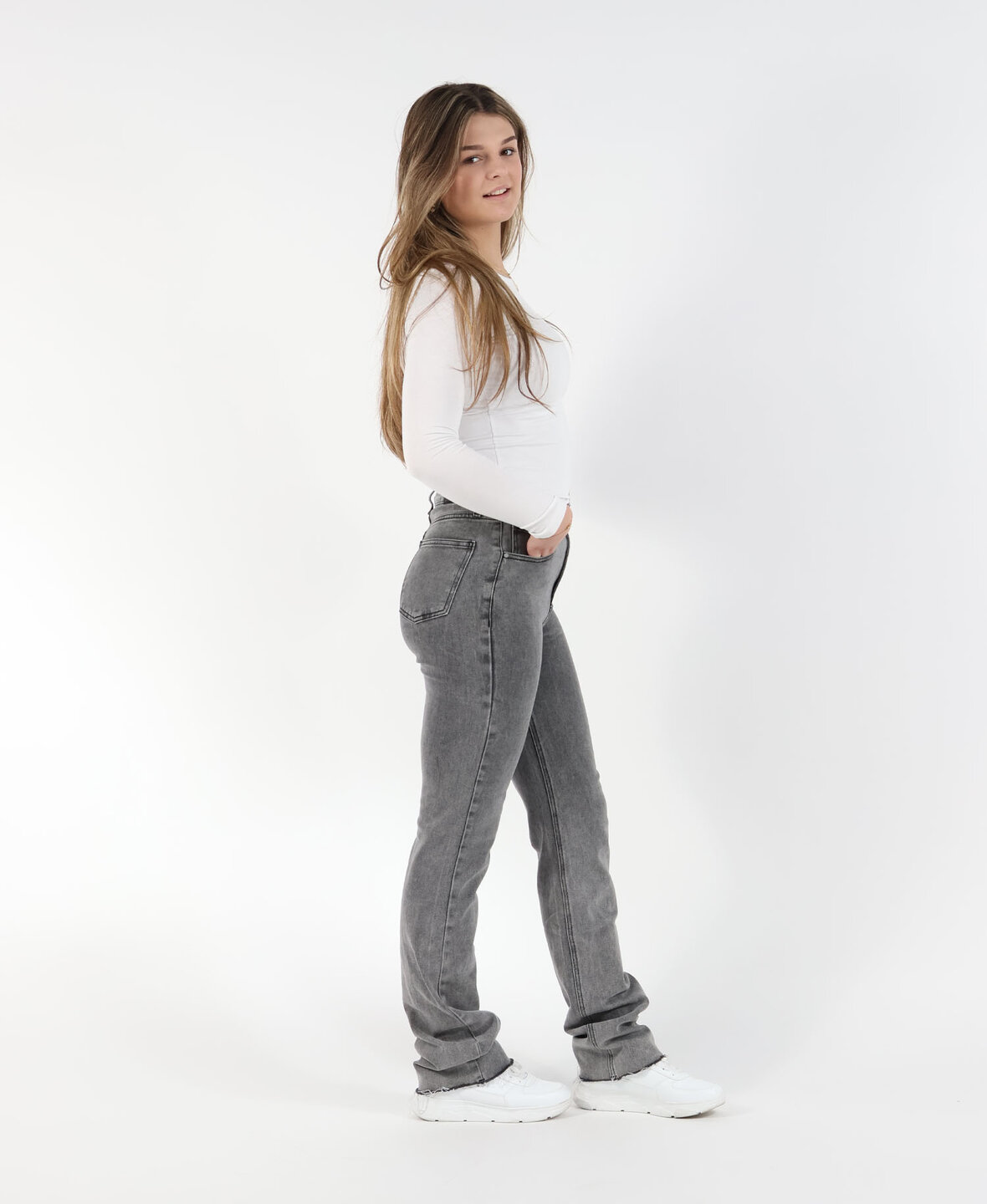 High Waist Straight Leg Jeans 2378 Grey (TALL)