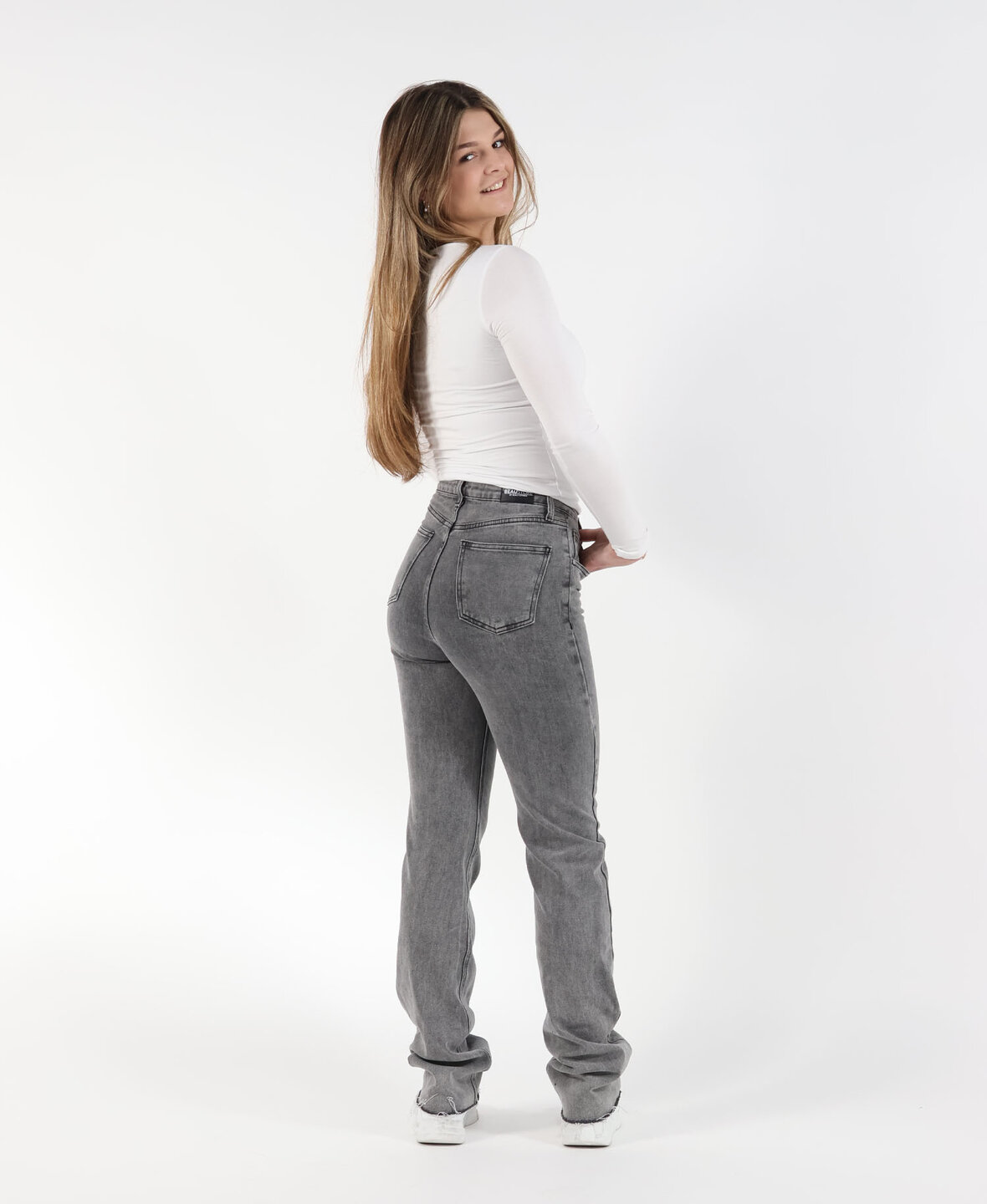 High Waist Straight Leg Jeans 2378 Grey (TALL)