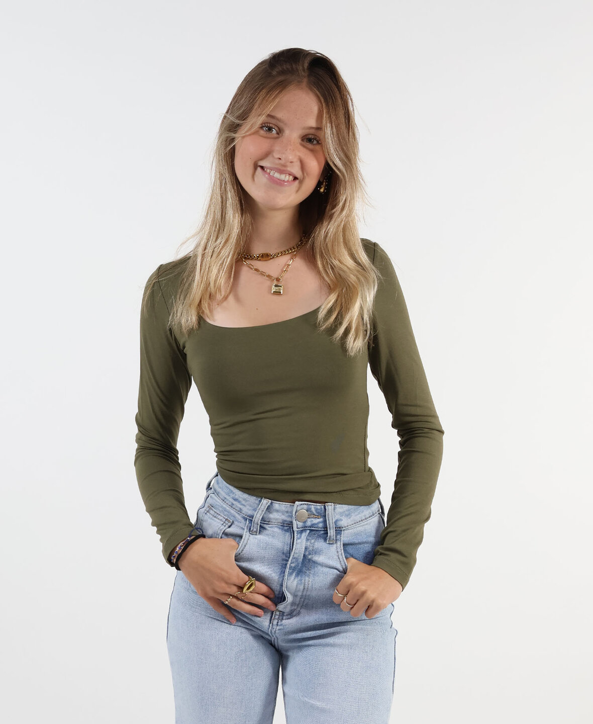 Leela Square Top Khaki