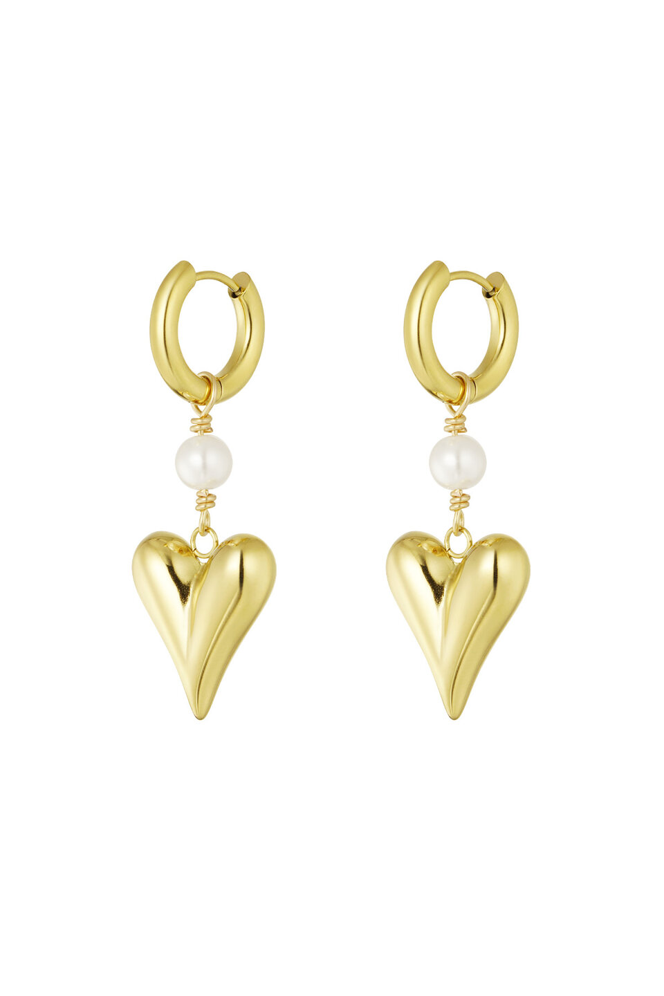 Heart with pearls Earrings Gold