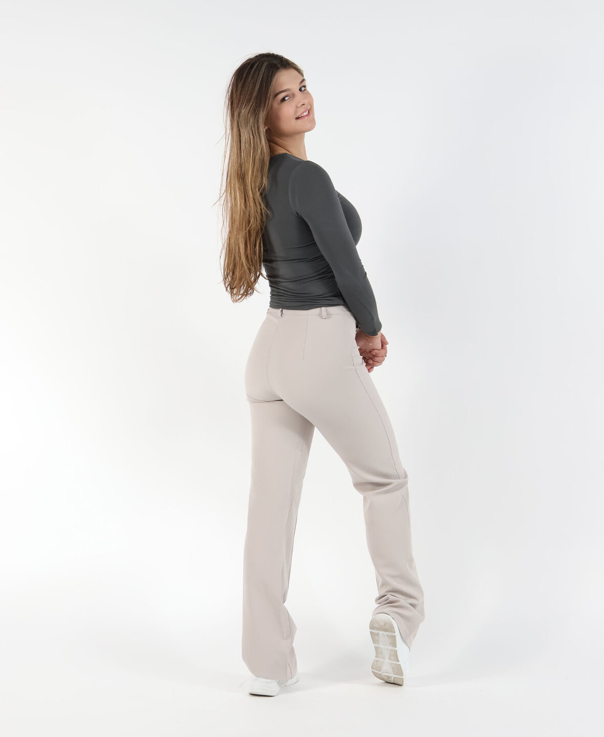 Sanne Stripe Pants Greige (TALL)