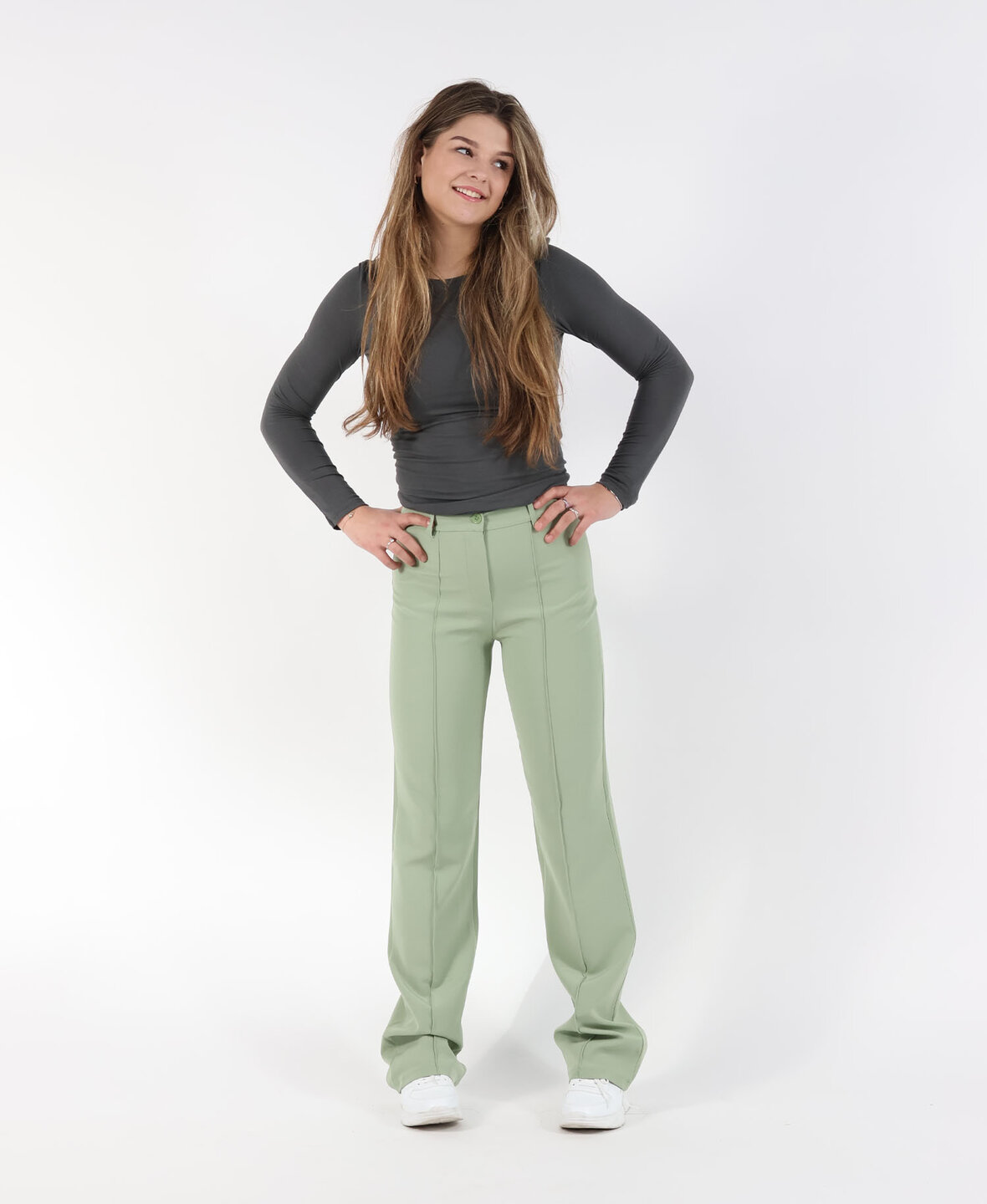 Sanne Stripe Pants Avocado (TALL)