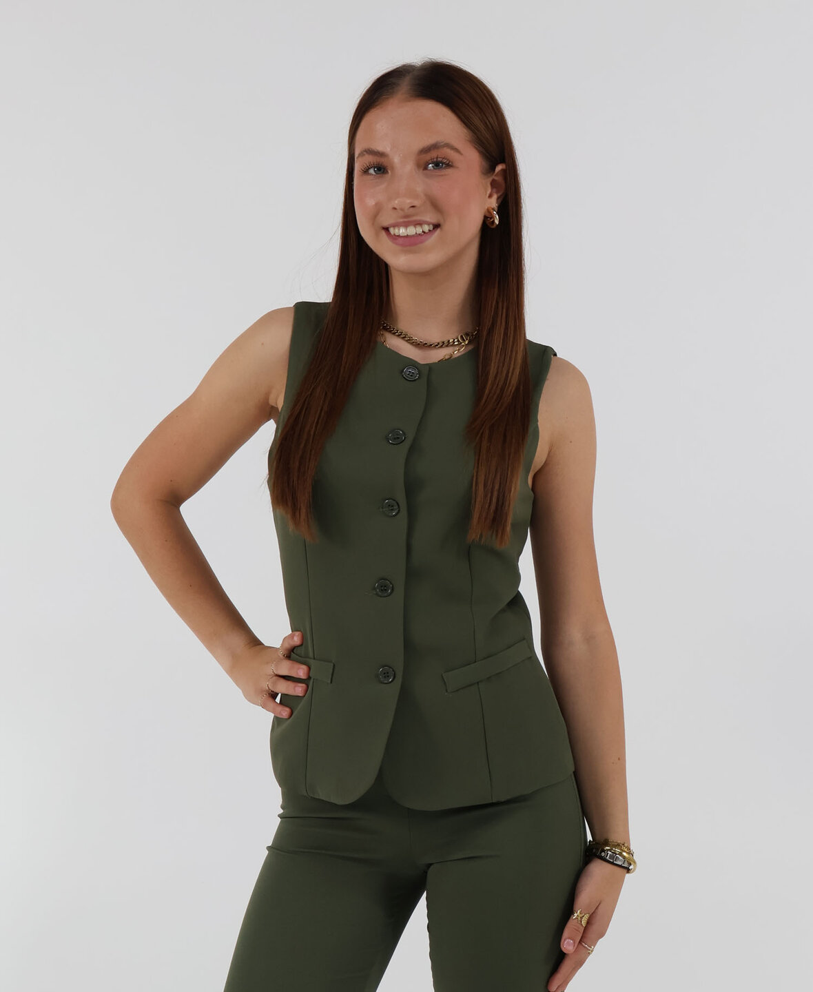 Sanne Waistcoat Khaki