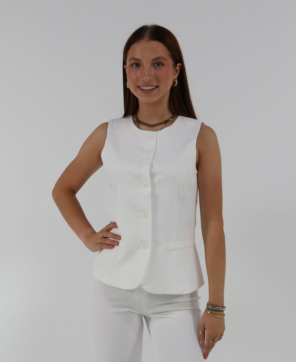 Sanne Waistcoat White