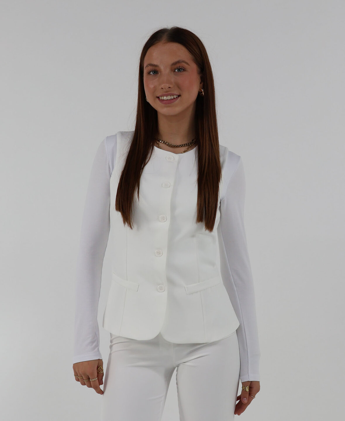 Sanne Waistcoat White