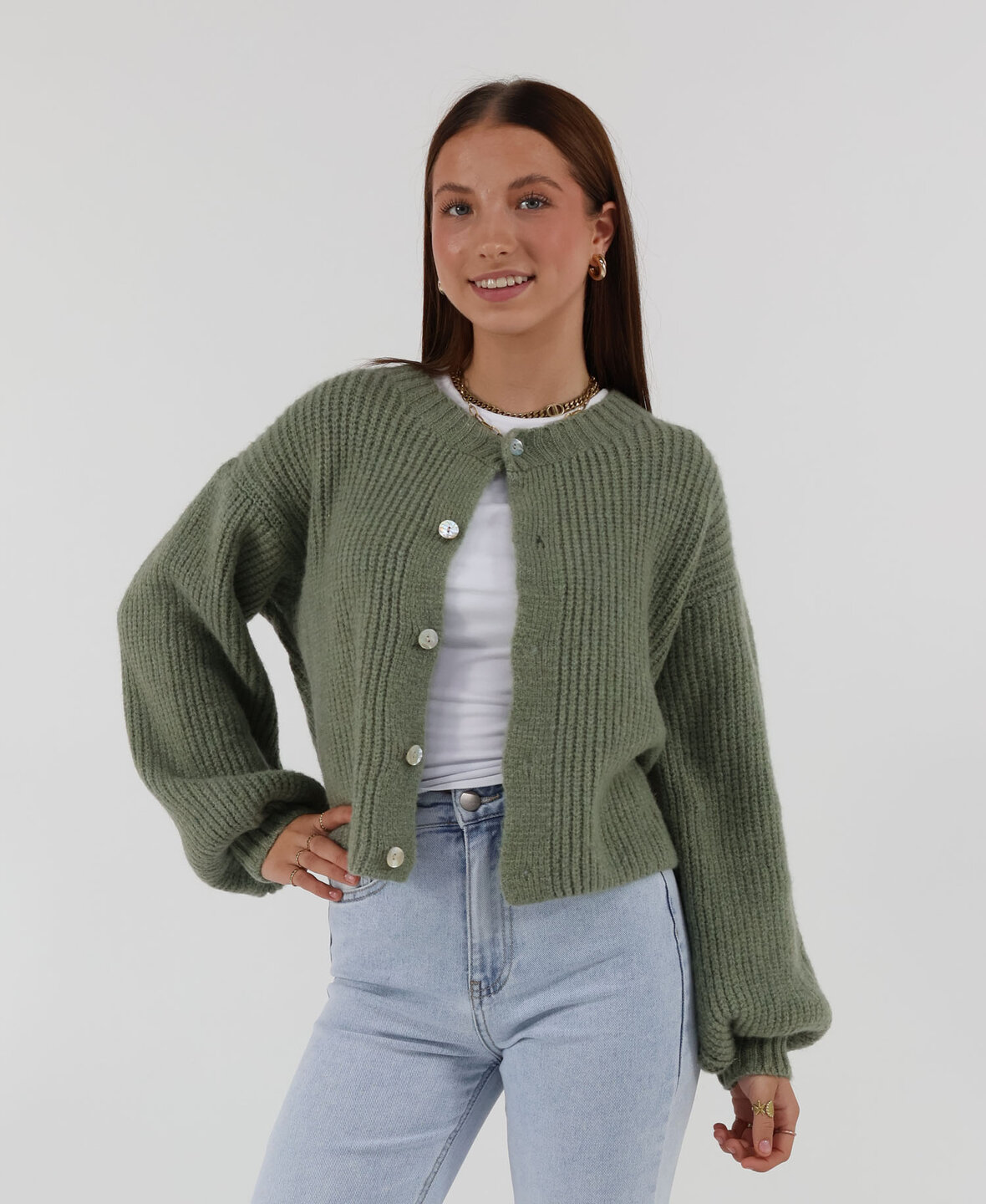 Knit Cardigan Khaki