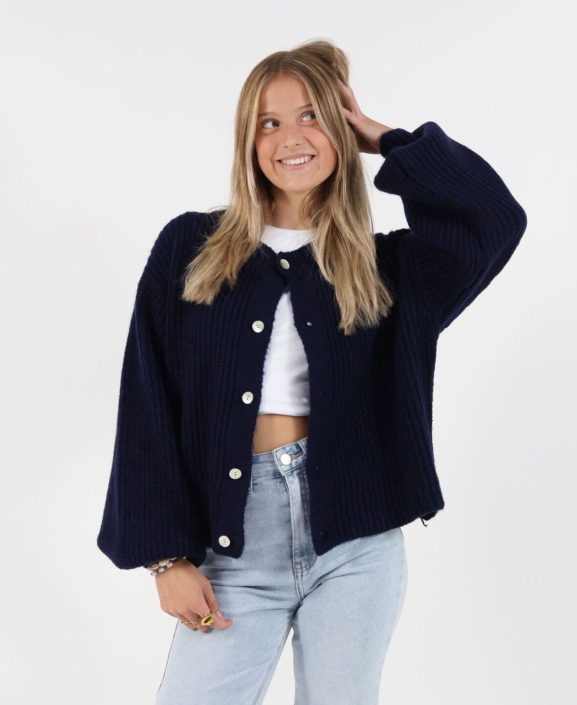 Knit Cardigan Navy Blue