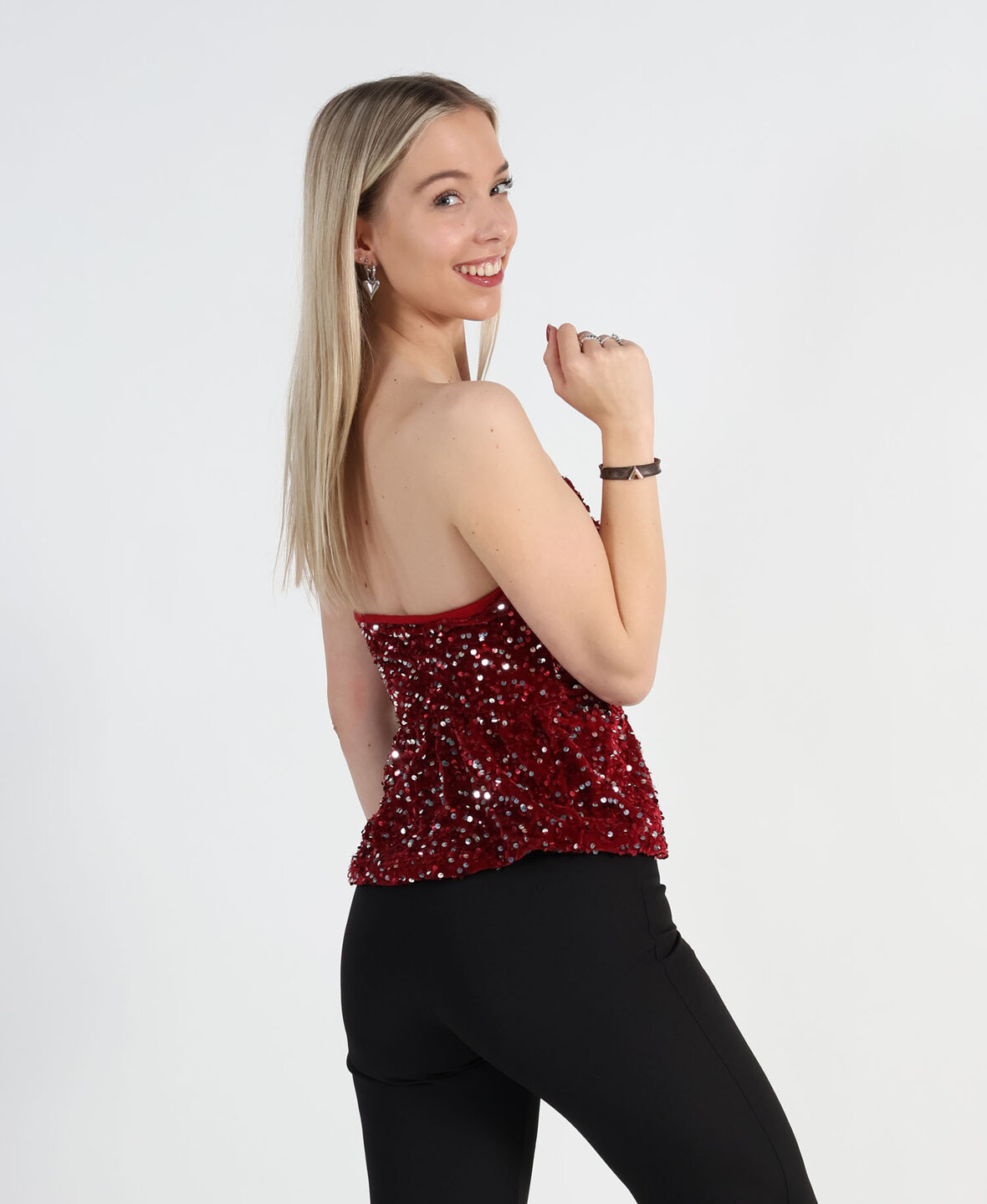 Velvet Bandeau Top Bordeau