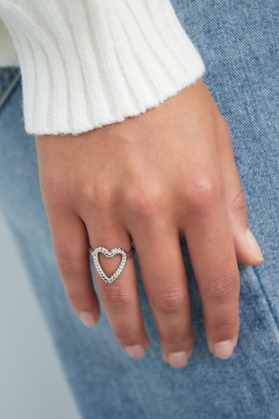 Twisted Heart Ring Silver