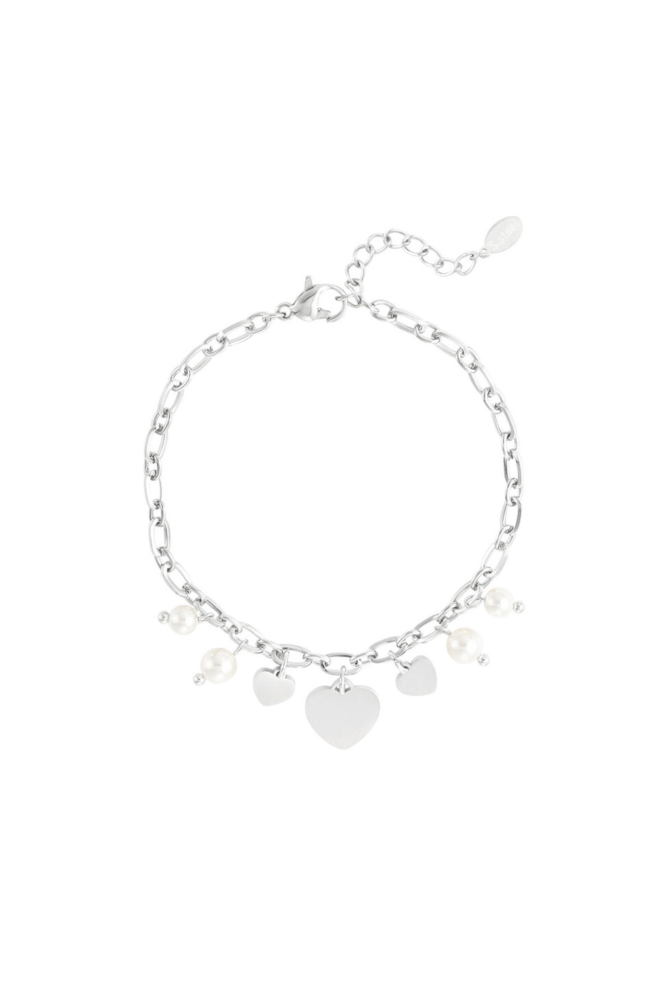 Heart And Pearls Bracelet Silver