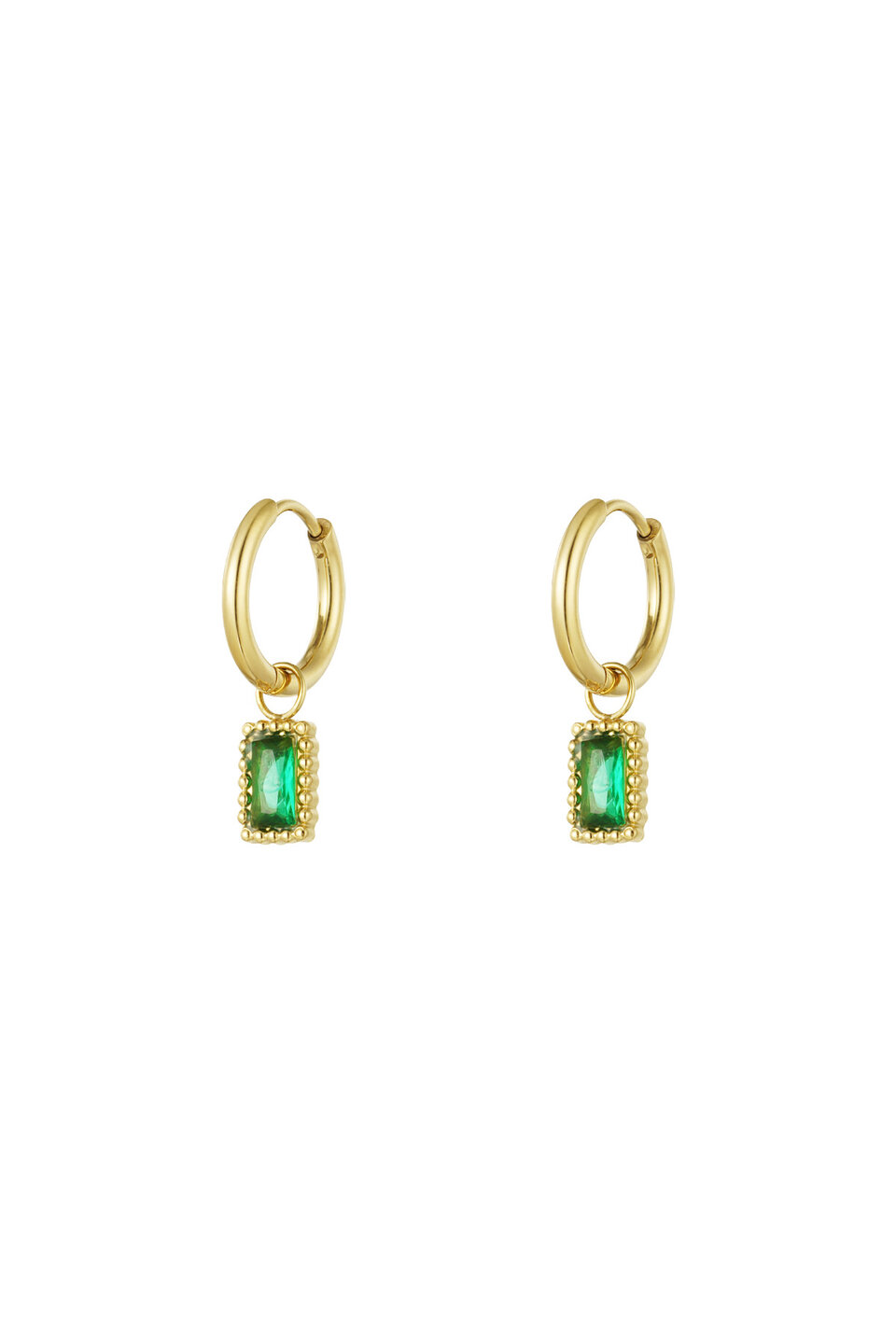 Classy Sparkle Green Earrings Gold