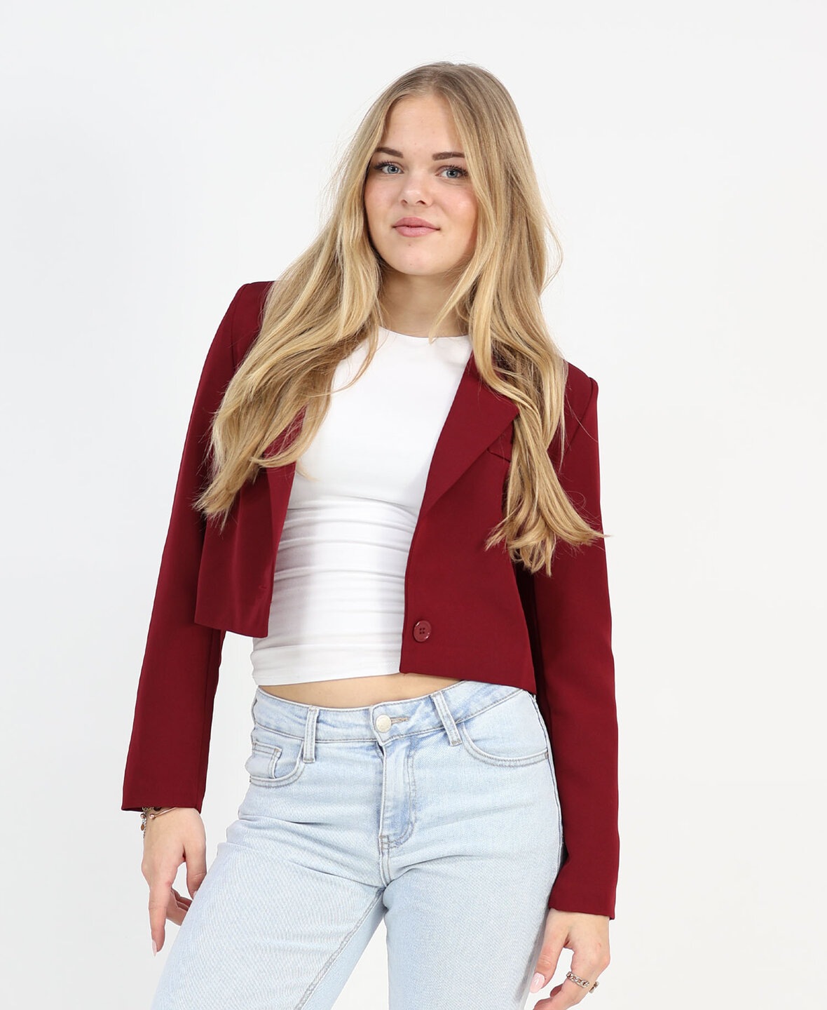 Sanne Cropped Blazer Burgundy