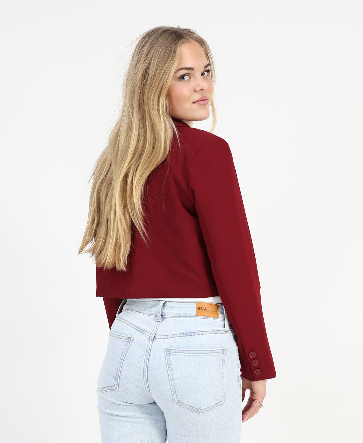 Sanne Cropped Blazer Burgundy